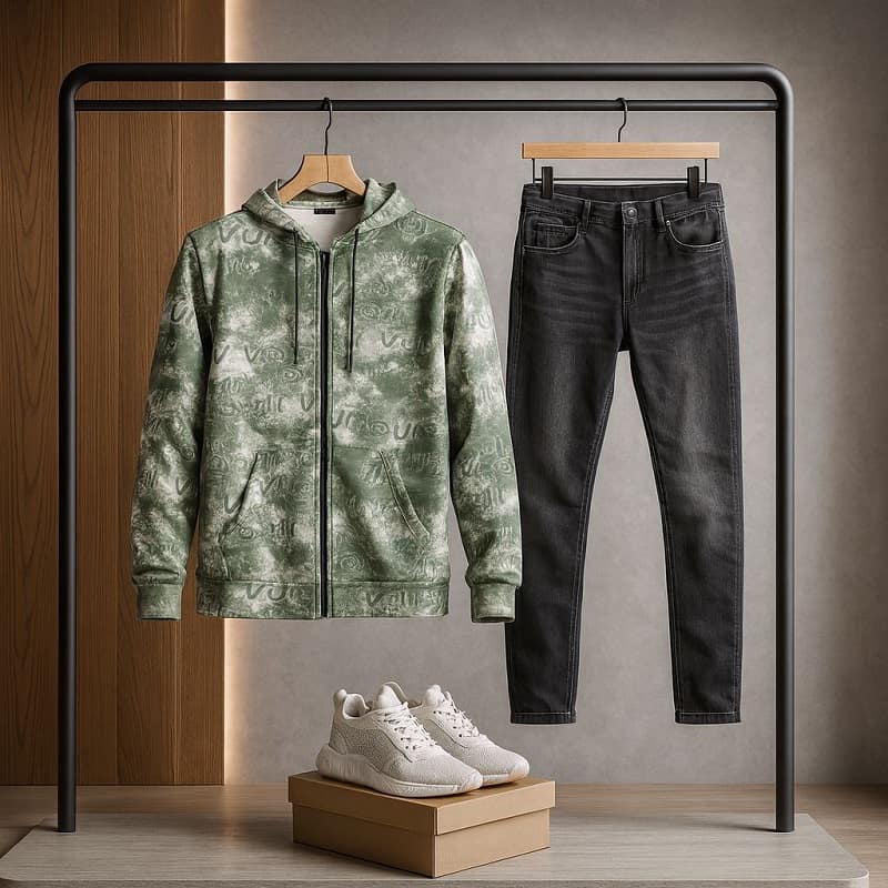 سوییشرت طرحدار مردانه سبز مدل Roham